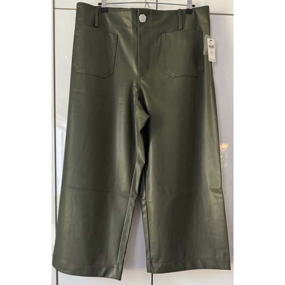 NWT Size 18W- The Colette Faux-Leather Crop Wide-Leg Pants Maeve (NWT US$ 148) - Picture 1 of 16